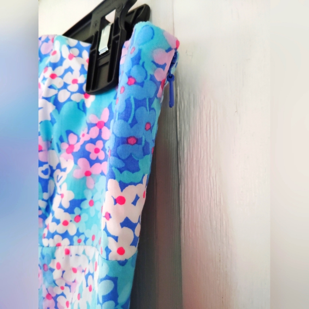 Lilly Pulitzer vintage Strapless Light Blue Floral Sheath Dress Women’s - Picture 5 of 9